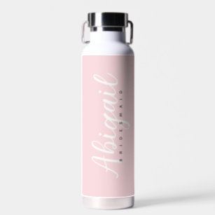 Blush Pink Bridesmaid Name Bridal Party Water Bottle
