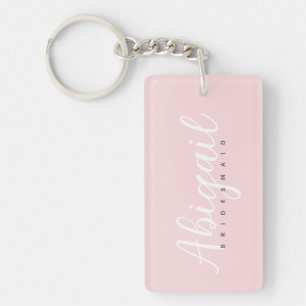 Blush Pink Bridesmaid Script Name Bridal Party Key Ring