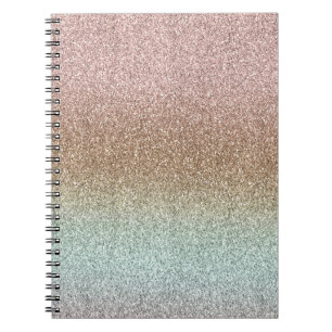 Blush Pink Bronze Mint Sparkle Glitter         Notebook