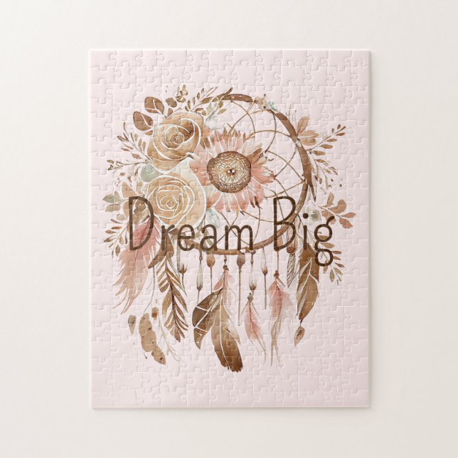 Blush Pink Brown Floral Dream Catcher      Jigsaw Puzzle (Vertical)