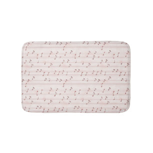 Blush Pink Brown Music Notes   Bath Mat