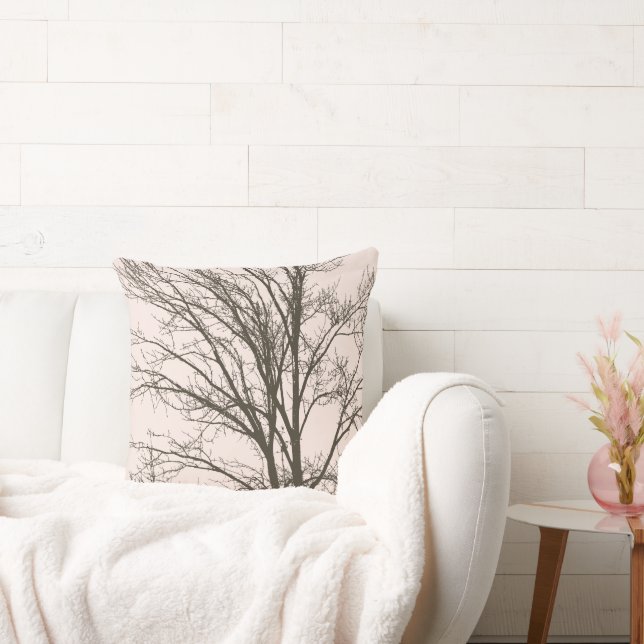 Blush Pink Brown Tree Branches Cushion (Couch)