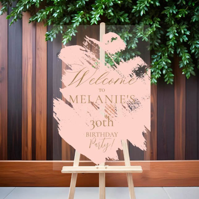 Blush Pink Brush Modern Stroke Birthday Welcome Acrylic Sign (Blush Pink Brush Modern Stroke Birthday Welcome Acrylic Sign
)