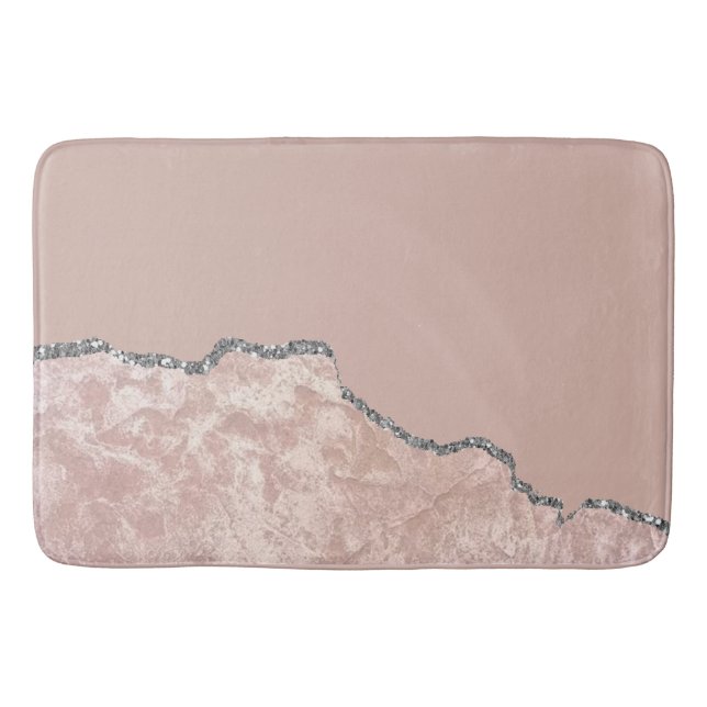 Blush Pink Brushed Metal Glitter Bath Mat (Front)