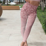 Blush Pink Brushed Metal Glitter Leggings<br><div class="desc">Trendy chic leggings design featuring pretty pink sparkling glitter on a blush pink brushed metallic background.</div>