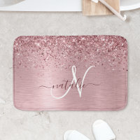 Blush Pink Brushed Metal Glitter Monogram Name