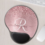 Blush Pink Brushed Metal Glitter Monogram Name Gel Mouse Mat<br><div class="desc">Easily personalise this trendy chic mouse pad design featuring pretty blush pink sparkling glitter on a blush pink brushed metallic background.</div>