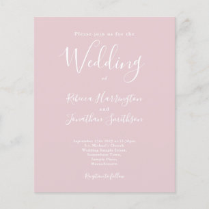 Blush Pink Budget Modern Script Wedding Invitation