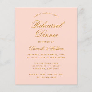 Blush Pink Budget Rehearsal Dinner Invitation