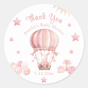 Blush Pink Bunny Baby Shower Thank You Favours Classic Round Sticker