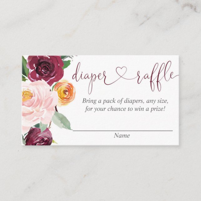 Blush pink burgundy fall diaper raffle cards (Front)