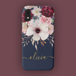 Blush Pink Burgundy Gold Floral iPhone Case<br><div class="desc">Add your name in elegant gold hand lettered script to this modern blush pink and burgundy floral phone case. A beautiful floral case making a perfect gift for yourself or friends.</div>