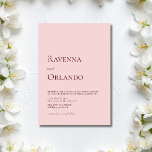 Blush Pink & Burgundy Minimalist Modern Wedding Invitation