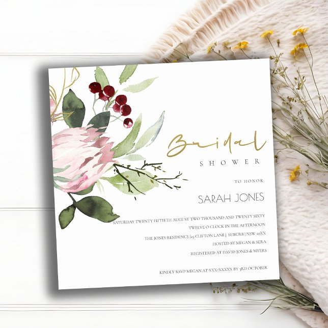 BLUSH PINK BURGUNDY PEONY FLORAL BRIDAL SHOWER INVITATION (Creator Uploaded)