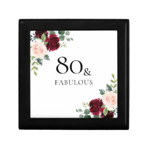 Blush Pink Burgundy Red 80th Birthday Gift Gift Box