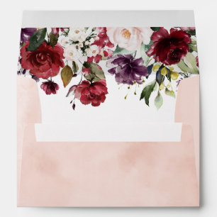 Blush Pink & Burgundy Rose Elegant Envelope