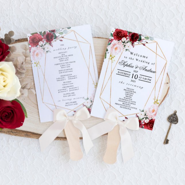 Blush Pink & Burgundy Rose Wedding Set of Fans (Creator Uploaded)