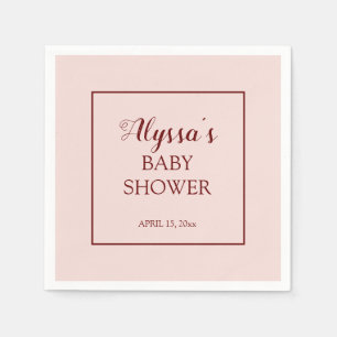 Blush Pink Burgundy Traditional Baby Shower Napkin