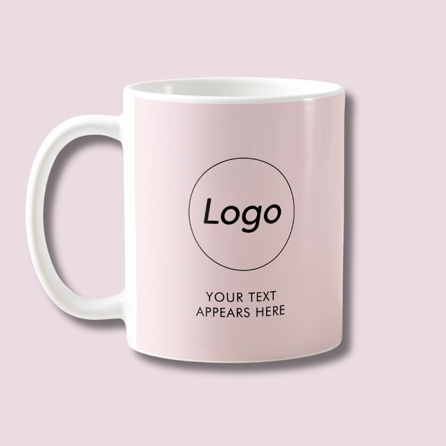 Blush Pink Business Company Corporate Logo Mug (Logo small business promotional pink coffee mug)