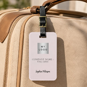 Blush pink business company logo name luggage tag