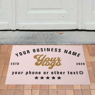Blush pink Business logo Company name Branded Doormat