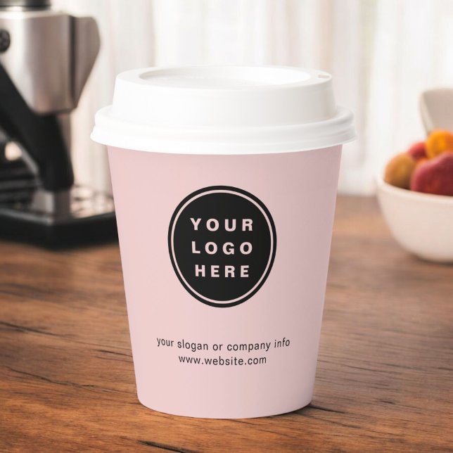 Blush Pink Business Logo Corporate Professional Paper Cups (Creator Uploaded)