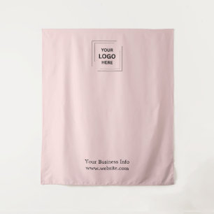Blush Pink Business Logo Photo Backdrop Tapestry