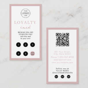 Blush Pink Business Logo QR Code Loyalty  Business Card