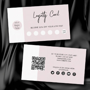 Blush Pink Business Logo QR Code Loyalty Card