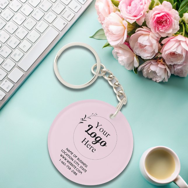 Blush Pink Business Logo qr code modern  Key Ring (Creator Uploaded)
