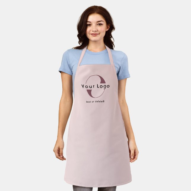 Blush pink Business logo + text Company brand Long Apron (Worn)