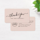 Blush pink business logo thank you insert card