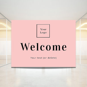 Blush pink business logo welcome window cling