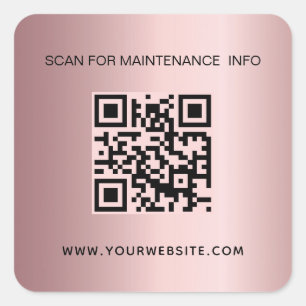 Blush pink business qr code maintenance info square sticker