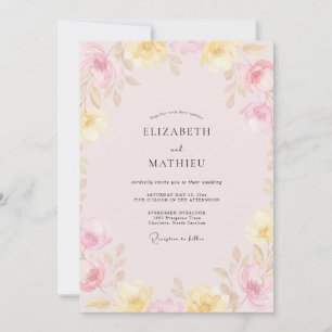 Blush Pink Butter Petal Wedding Invitation