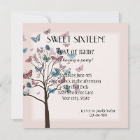 Blush Pink Butterflies Tree Sweet Sixteen