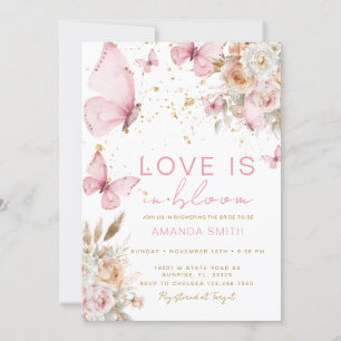 Blush Pink Butterfly Loves in Bloom Bridal Shower Invitation