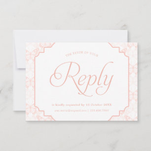 Blush Pink Butterfly Quinceanera Sweet 15 Party RSVP Card