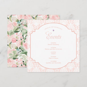 Blush Pink Butterfly Watercolor Floral Party Programme