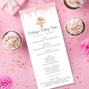 Blush Pink Cake Bakery Glitter Pastry Chef Menu