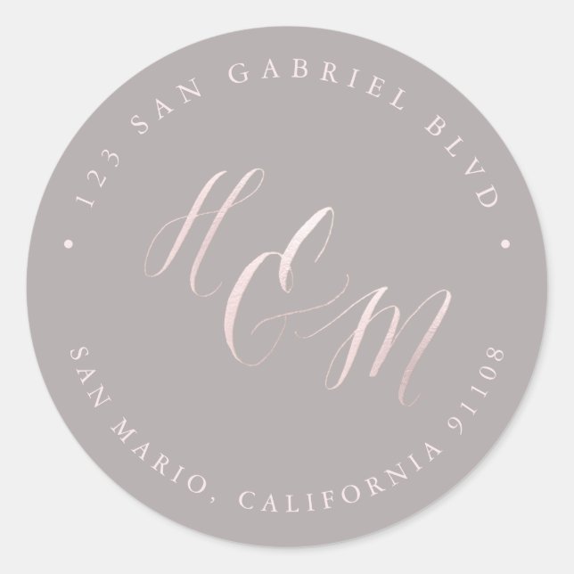 Blush Pink Calligraphy Ampersand DIY Monogram Classic Round Sticker (Front)