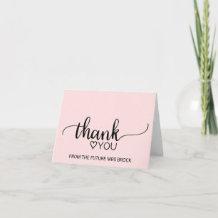 Blush Pink Calligraphy Bridal Shower Thank You