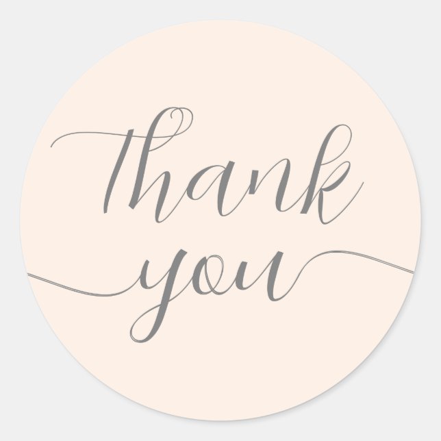 Blush Pink Calligraphy Elegant Thank You Classic Round Sticker (Front)