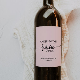 Blush Pink Calligraphy Future Mrs Bridal Shower Wine Label