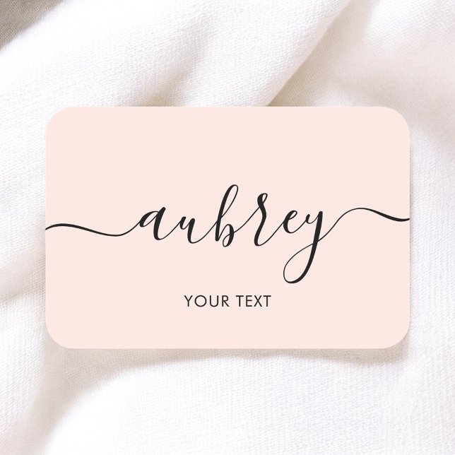 Blush Pink Calligraphy Girly Minimalist Name Tag (Creator Uploaded)