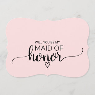 Blush Pink Calligraphy Maid Of Honour Proposal Invitation