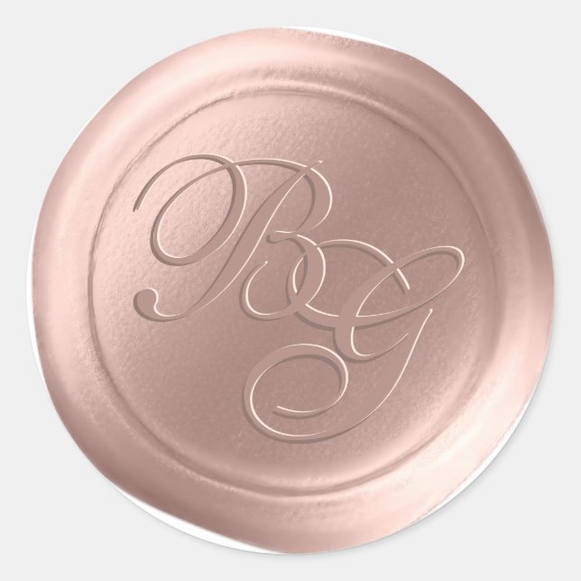 Blush Pink Calligraphy Monogram Wax Seal Stickers (Front)