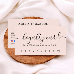 Blush Pink Calligraphy QR Code Girly Loyalty Card