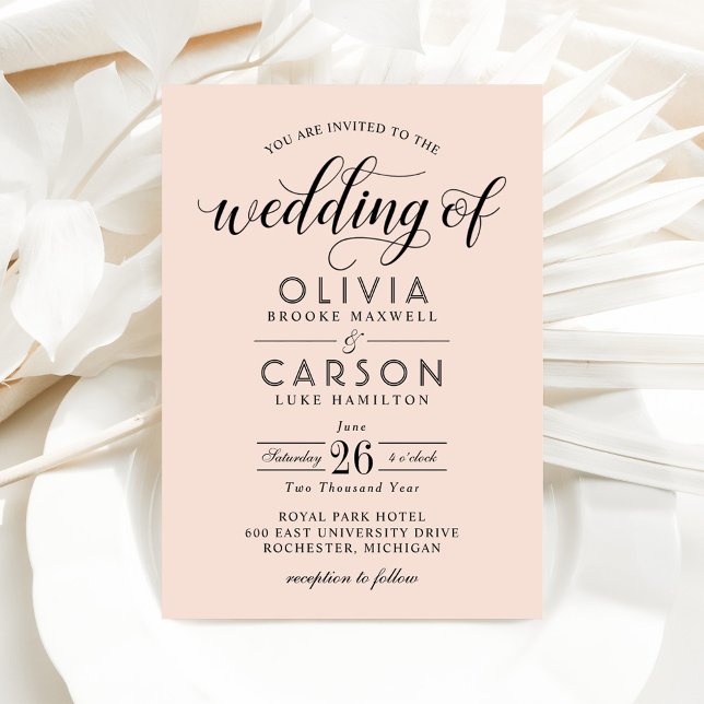 Blush Pink Calligraphy Wedding Invitation (Creator Uploaded)