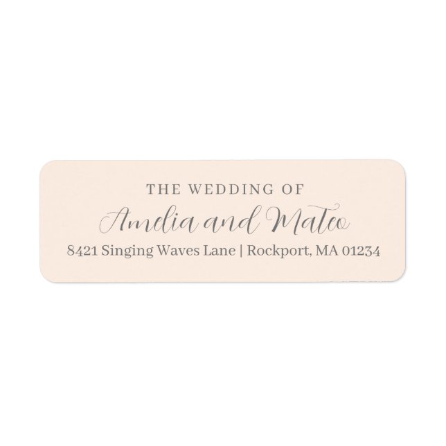 Blush Pink Calligraphy Wedding Return Address (Front)